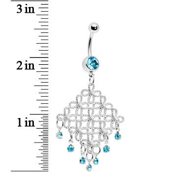 Aqua Diamond Cascade Chandelier Belly Ring