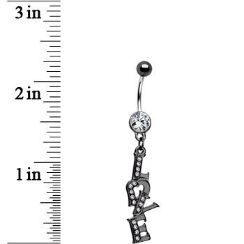 Midnight Love Dangle Clear Gem Belly Ring