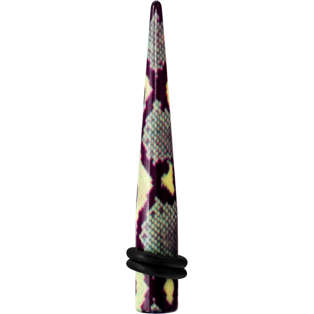 2 Gauge Green Snake Skin Acrylic Taper