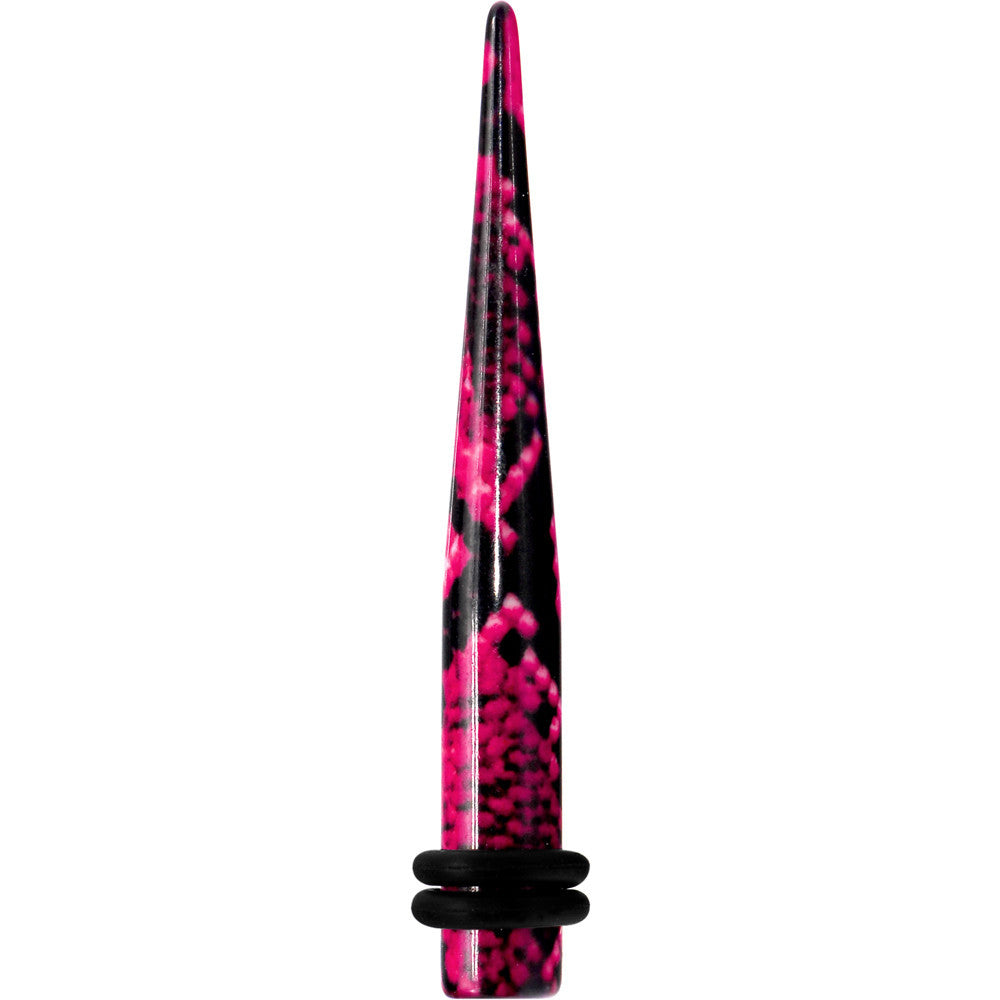 4 Gauge Pink Snake Skin Acrylic Taper