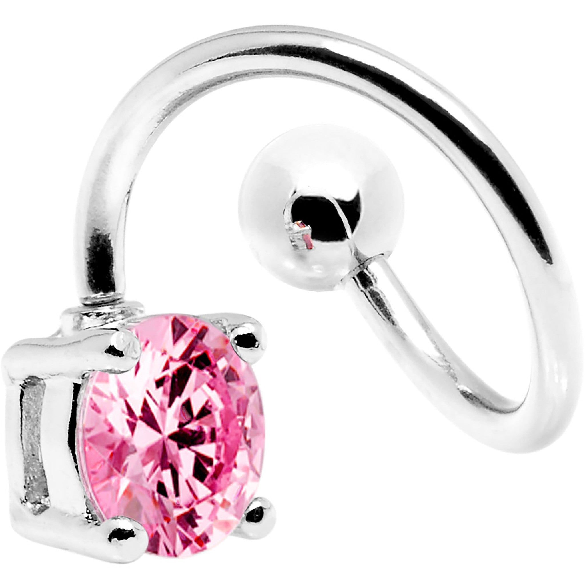 14 Gauge 7/16 Pink Gem Passion Spiral Twister Belly Ring