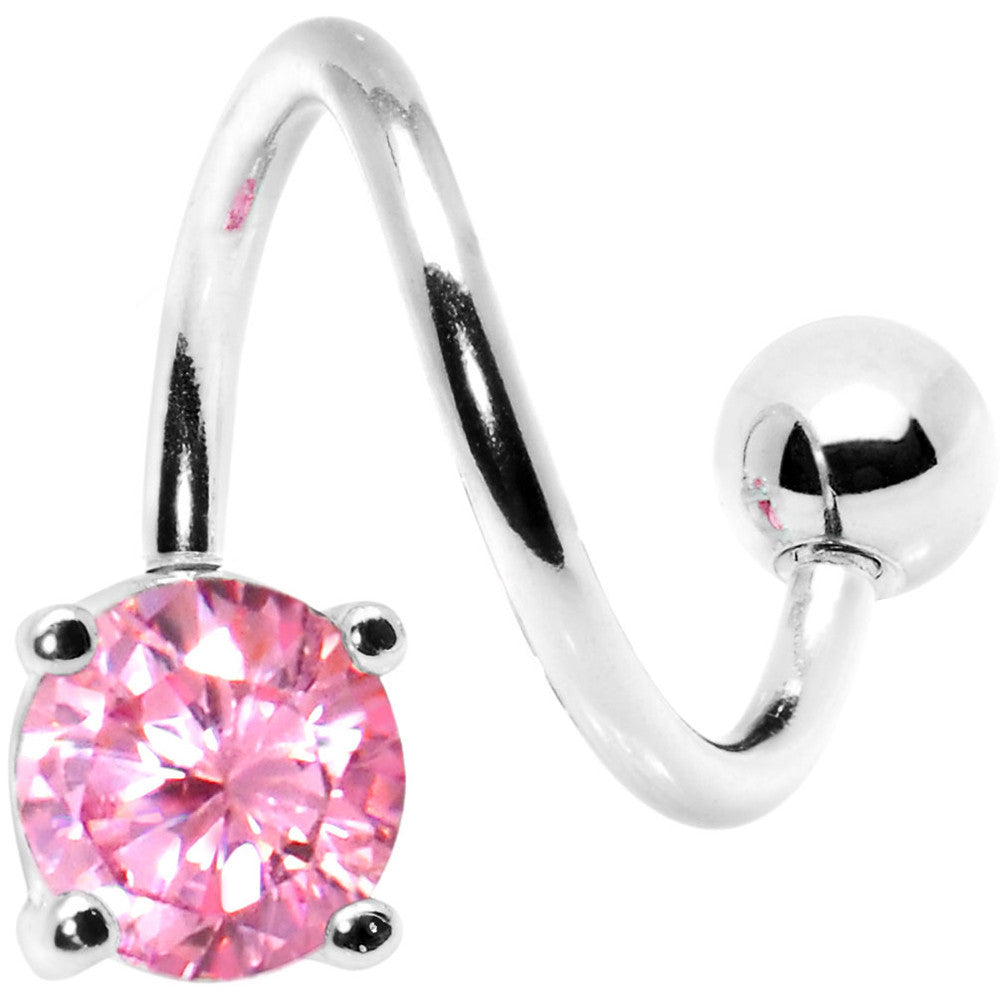 14 Gauge 7/16 Pink Gem Passion Spiral Twister Belly Ring