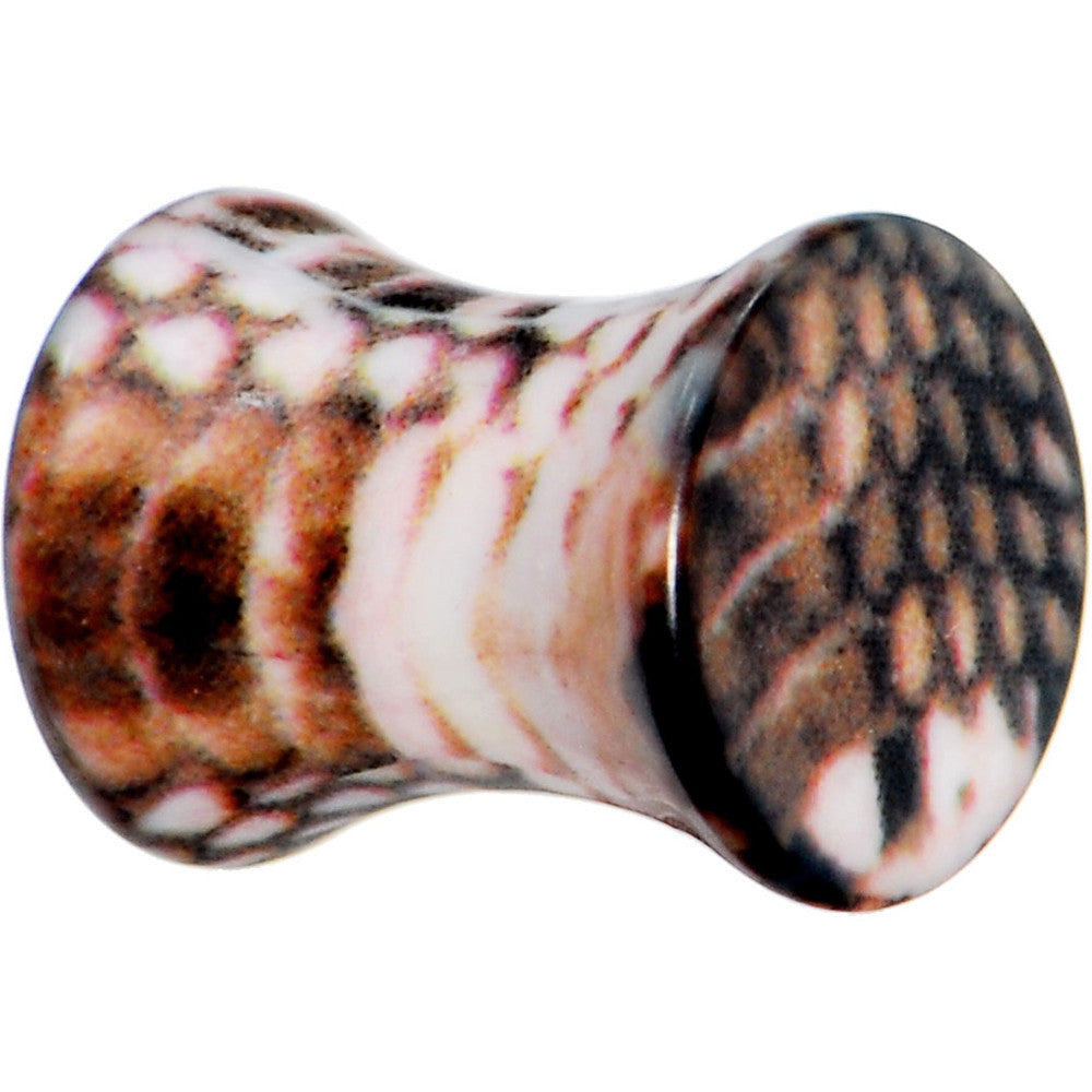 2 Gauge Blushing Snake Skin Acrylic Saddle Plug