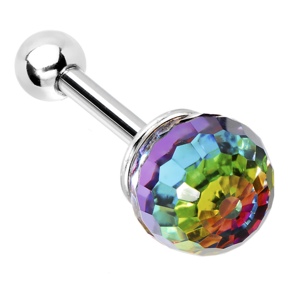 Crystal Aurora Rainbow Ball CartilageTragus Earring