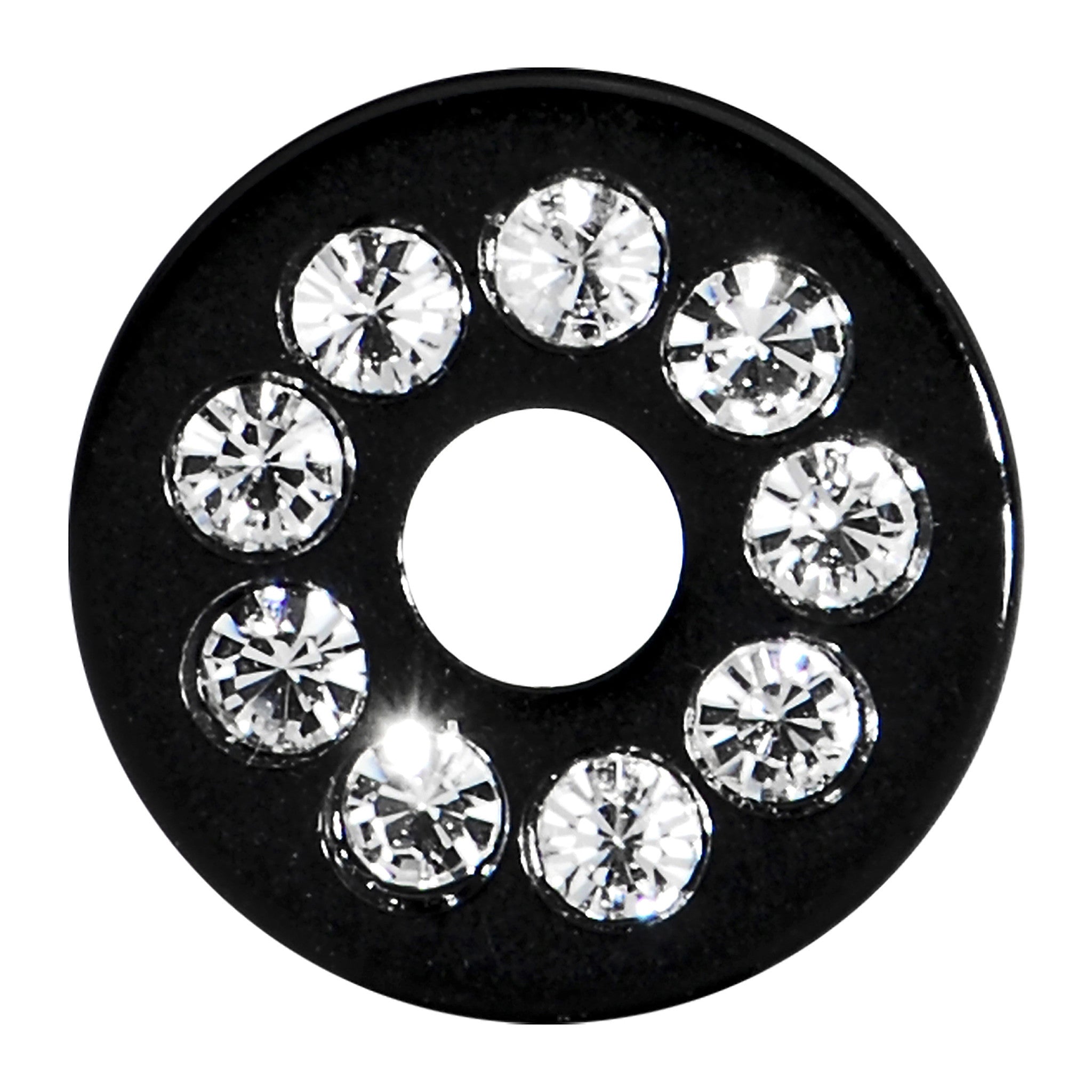 4 Gauge Black Acrylic with Clear Jeweled Flesh Tunnel