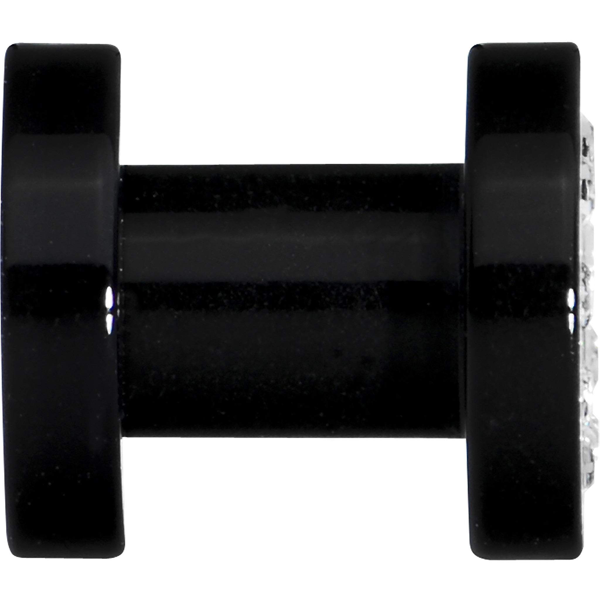 4 Gauge Black Acrylic with Clear Jeweled Flesh Tunnel