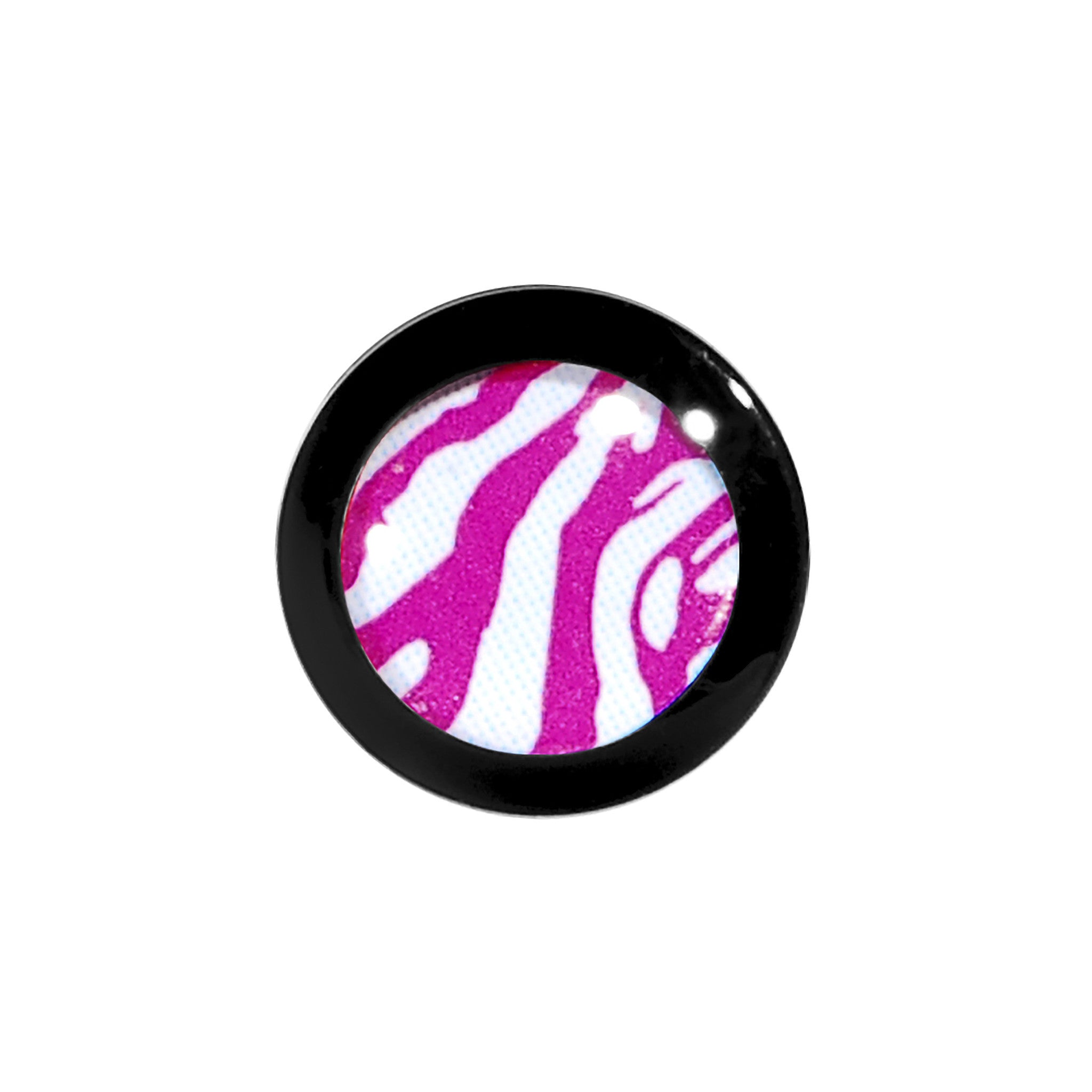 4 Gauge Acrylic Pink White Zebra Saddle Plug