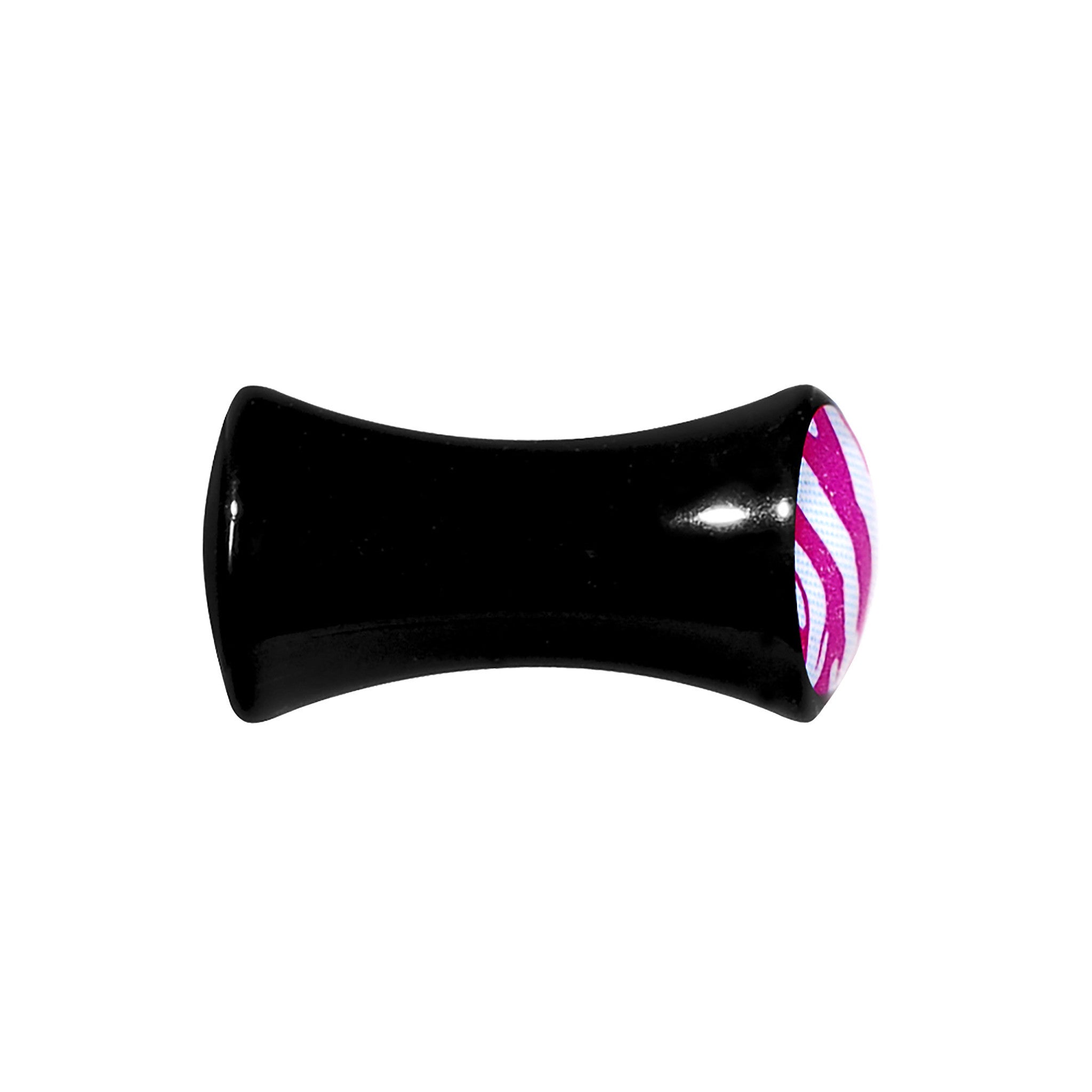 4 Gauge Acrylic Pink White Zebra Saddle Plug