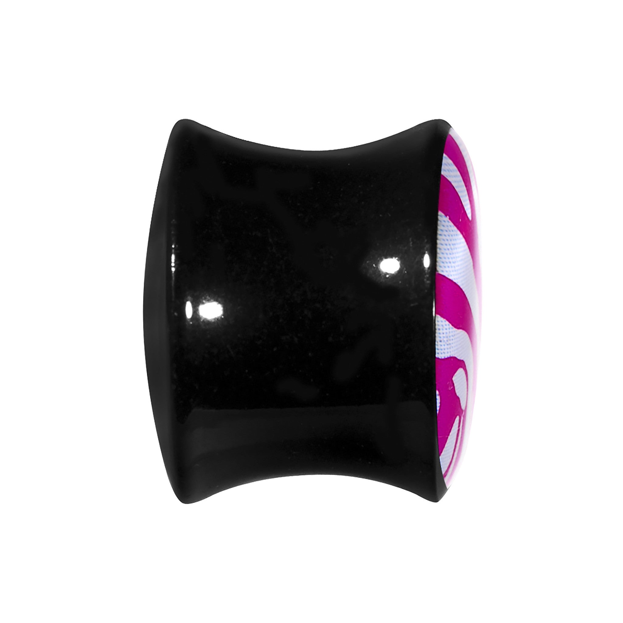 9/16 Acrylic Pink White Zebra Saddle Plug