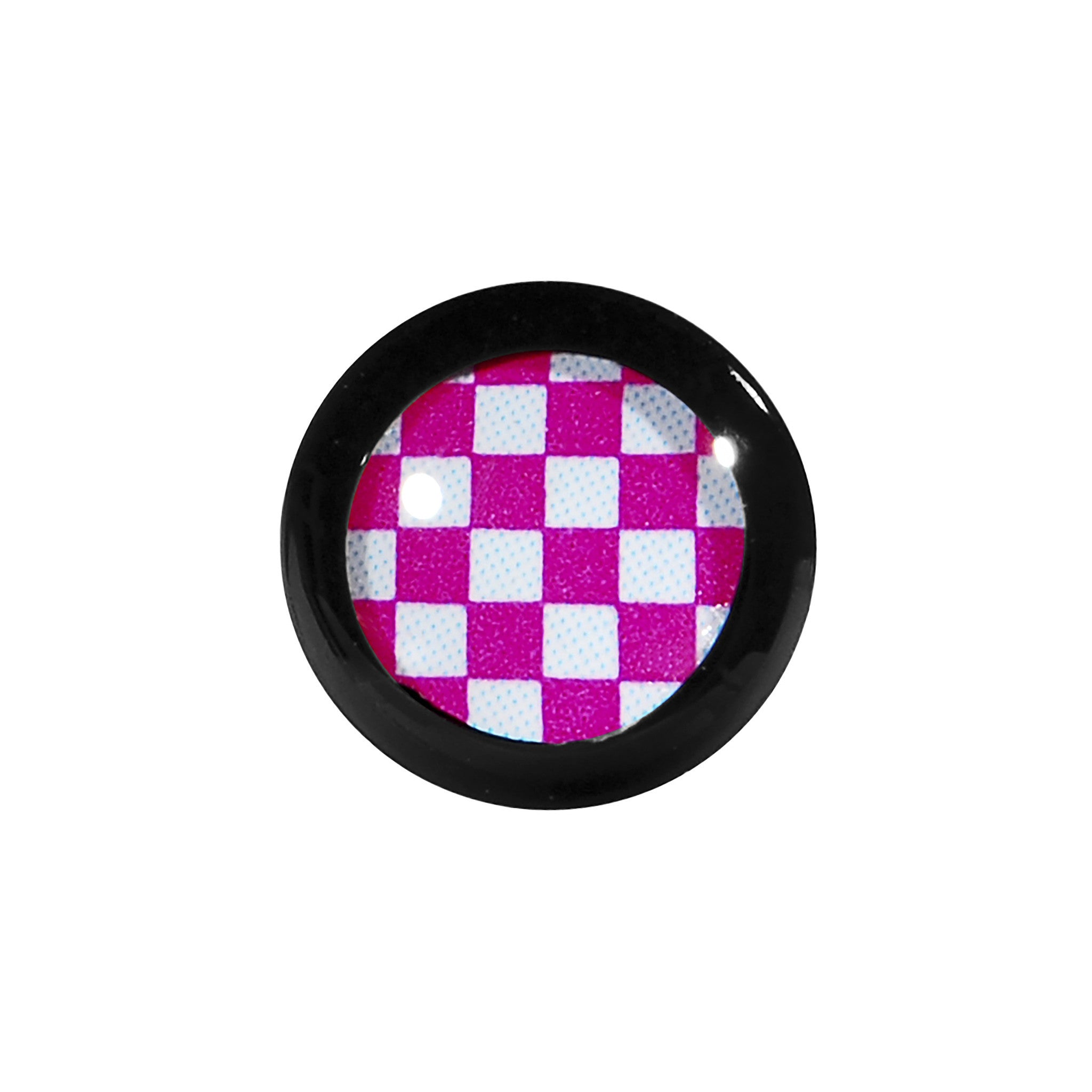 4 Gauge Black Acrylic Pink and White Checkerboard Saddle Plug