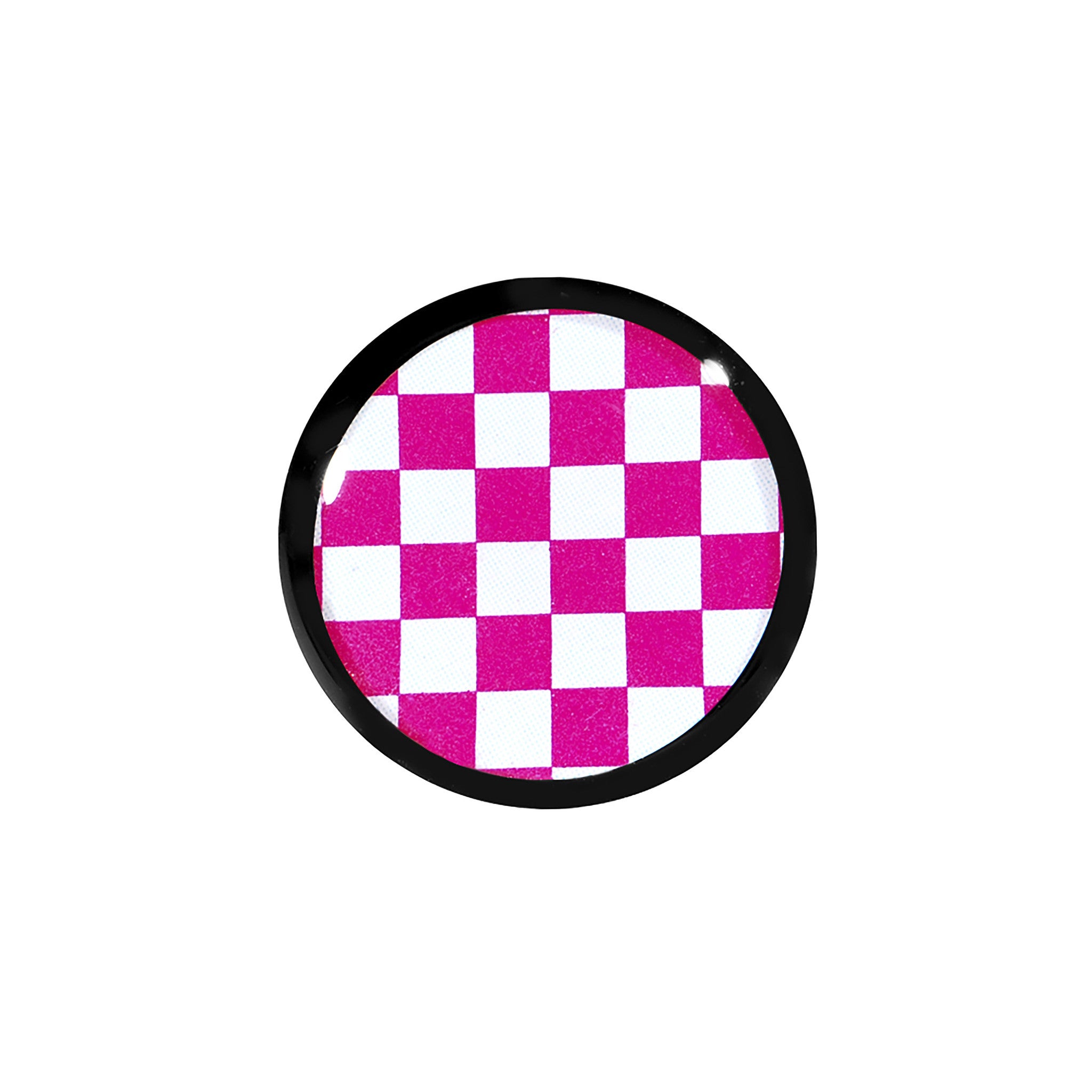 9/16 Black Acrylic Pink and White Checkerboard Saddle Plug