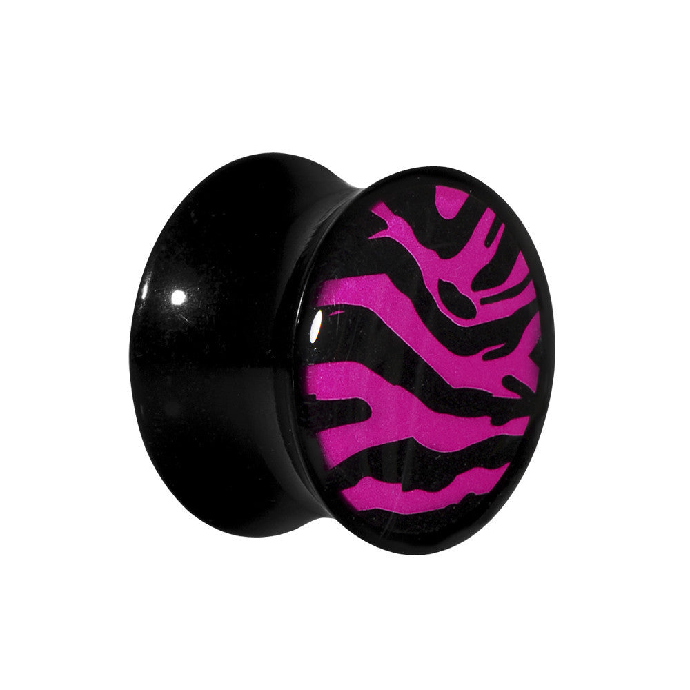 5/8 Acrylic Pink Black Zebra Saddle Plug