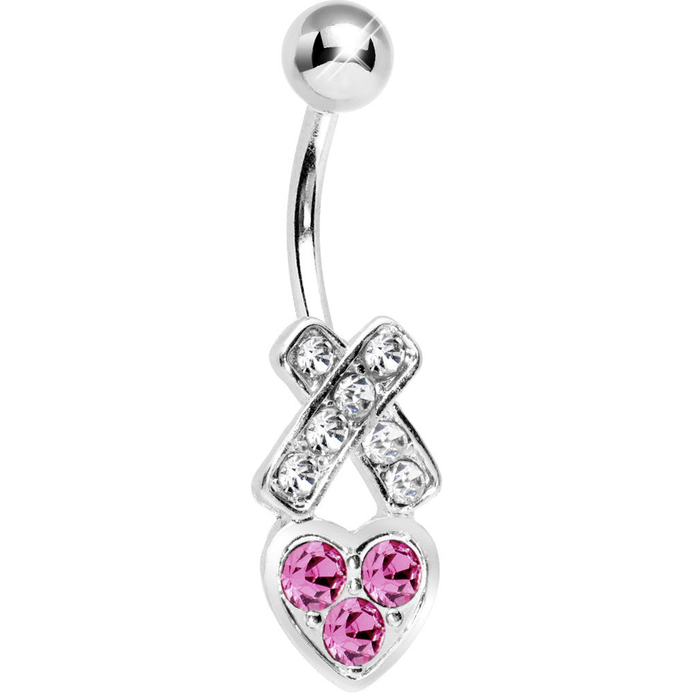 Hugs and Kisses Paved Heart Belly Ring