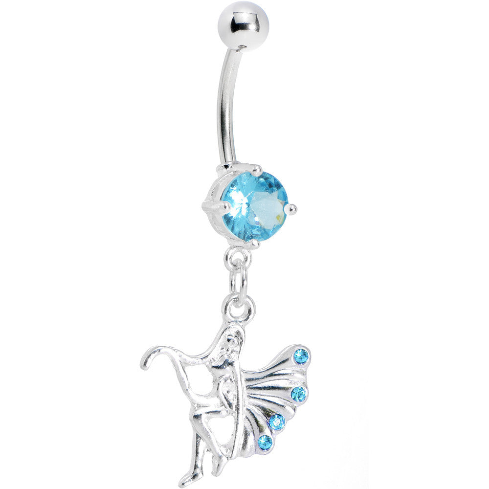 Blue Gem Winged Forest Fairy Belly Ring