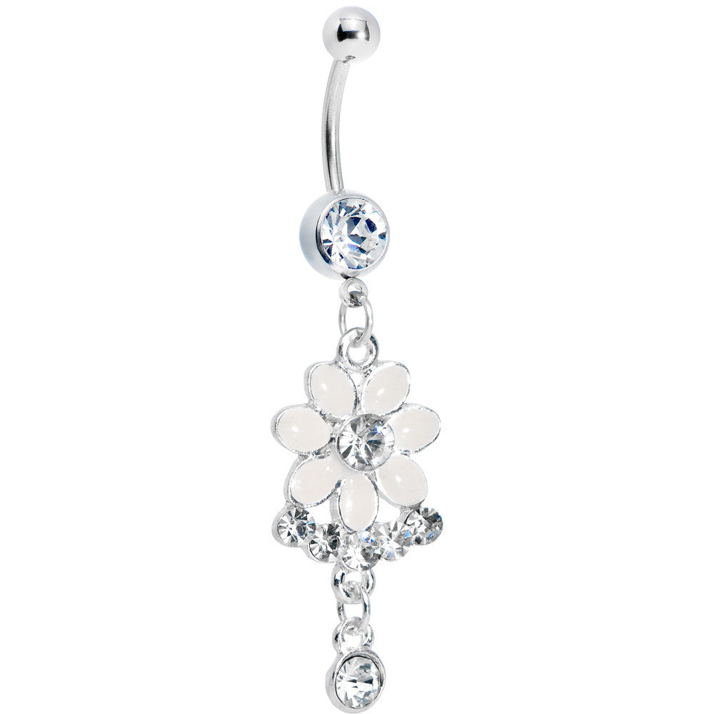 Crystalline Gem Delightful Daisy Flower Belly Ring