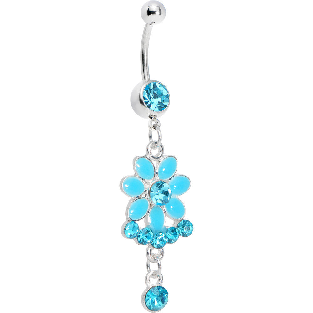 Blue Gem Delightful Daisy Flower Belly Ring