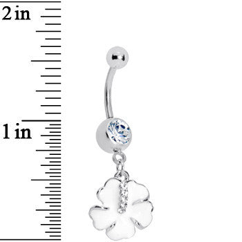 White Cubic Zirconia Poppy Flower Belly Ring