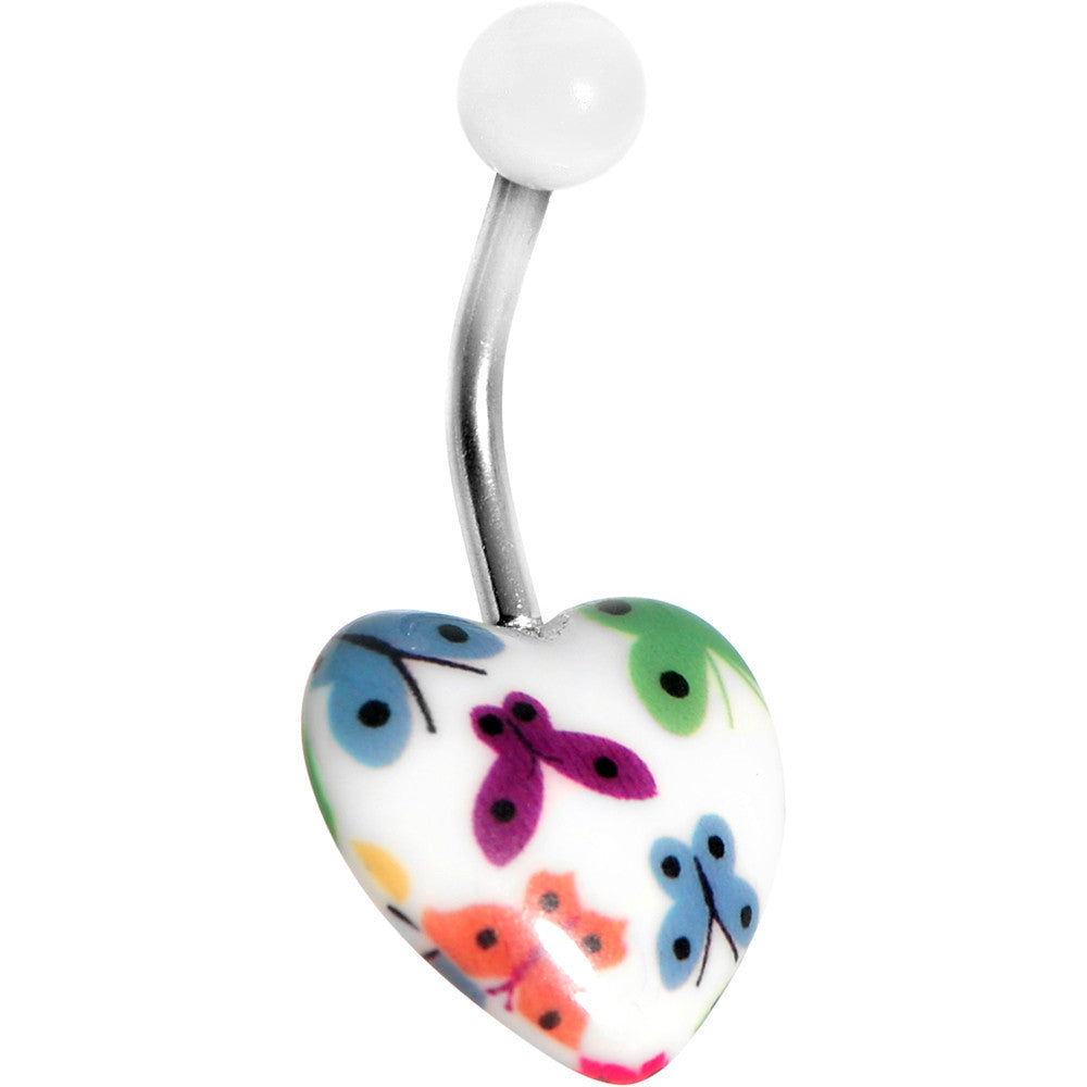 Butterfly Puffed Heart Belly Ring