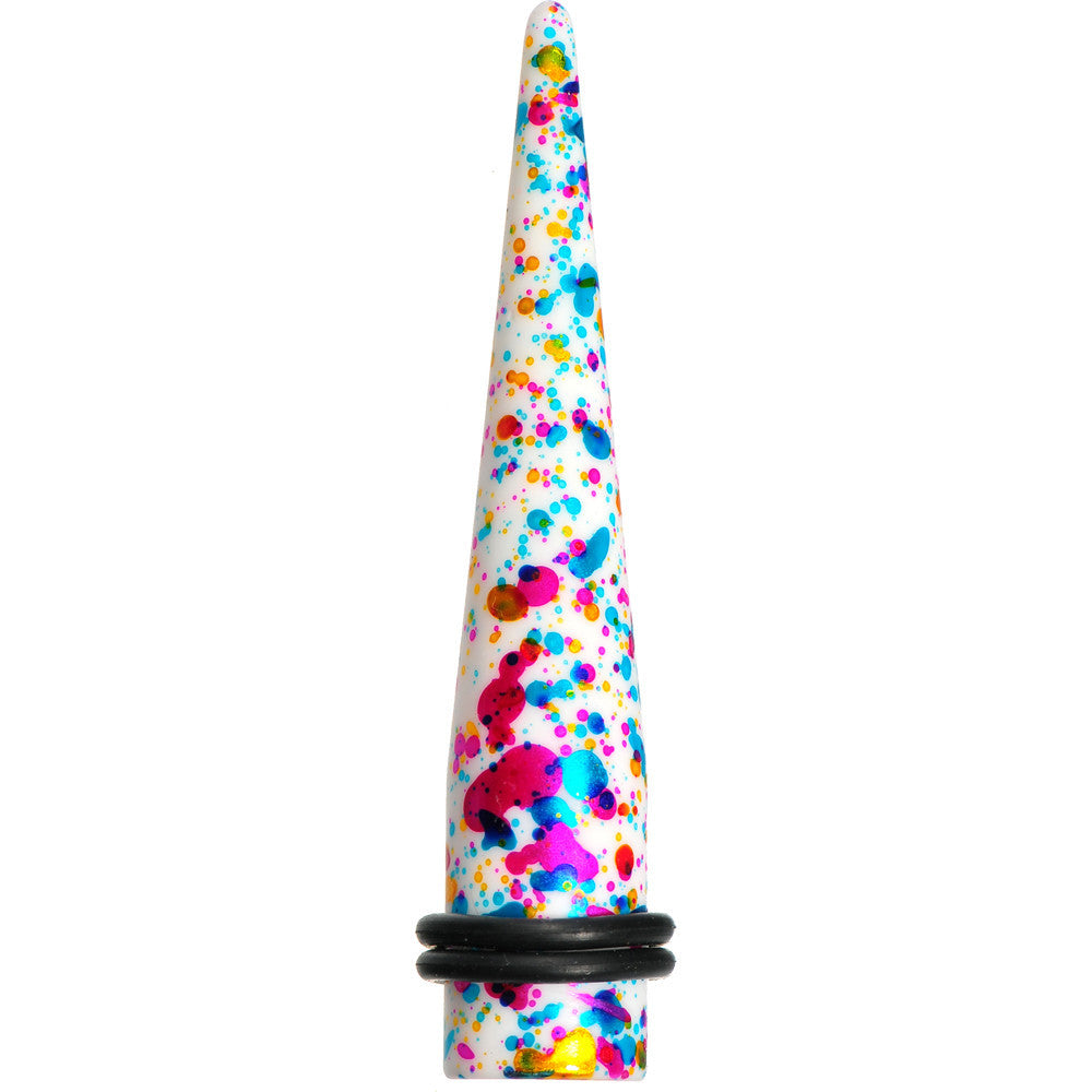 00 Gauge Acrylic Rainbow Bubblegum Spatter Straight Taper