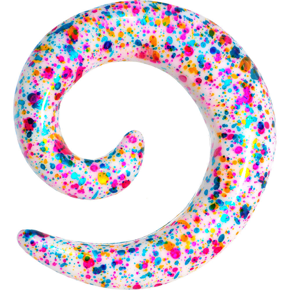 00 Gauge Acrylic Rainbow Bubblegum Spatter Spiral Taper