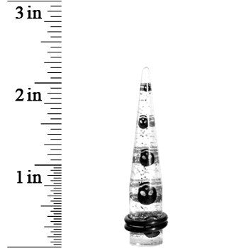 00 Gauge Clear Acrylic Glitter Black Skull Confetti Taper