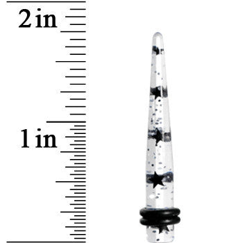 4 Gauge Clear Acrylic Glitter Black Star Confetti Taper