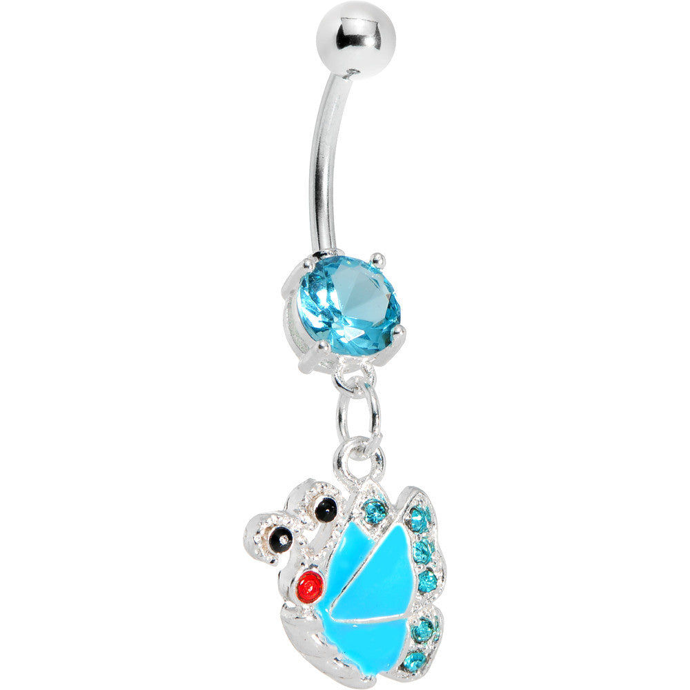 Blue Gem Shine Wing Butterfly Belly Ring