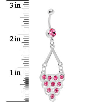 Pink Gem Lavish Lace Cascade Dangle Belly Ring