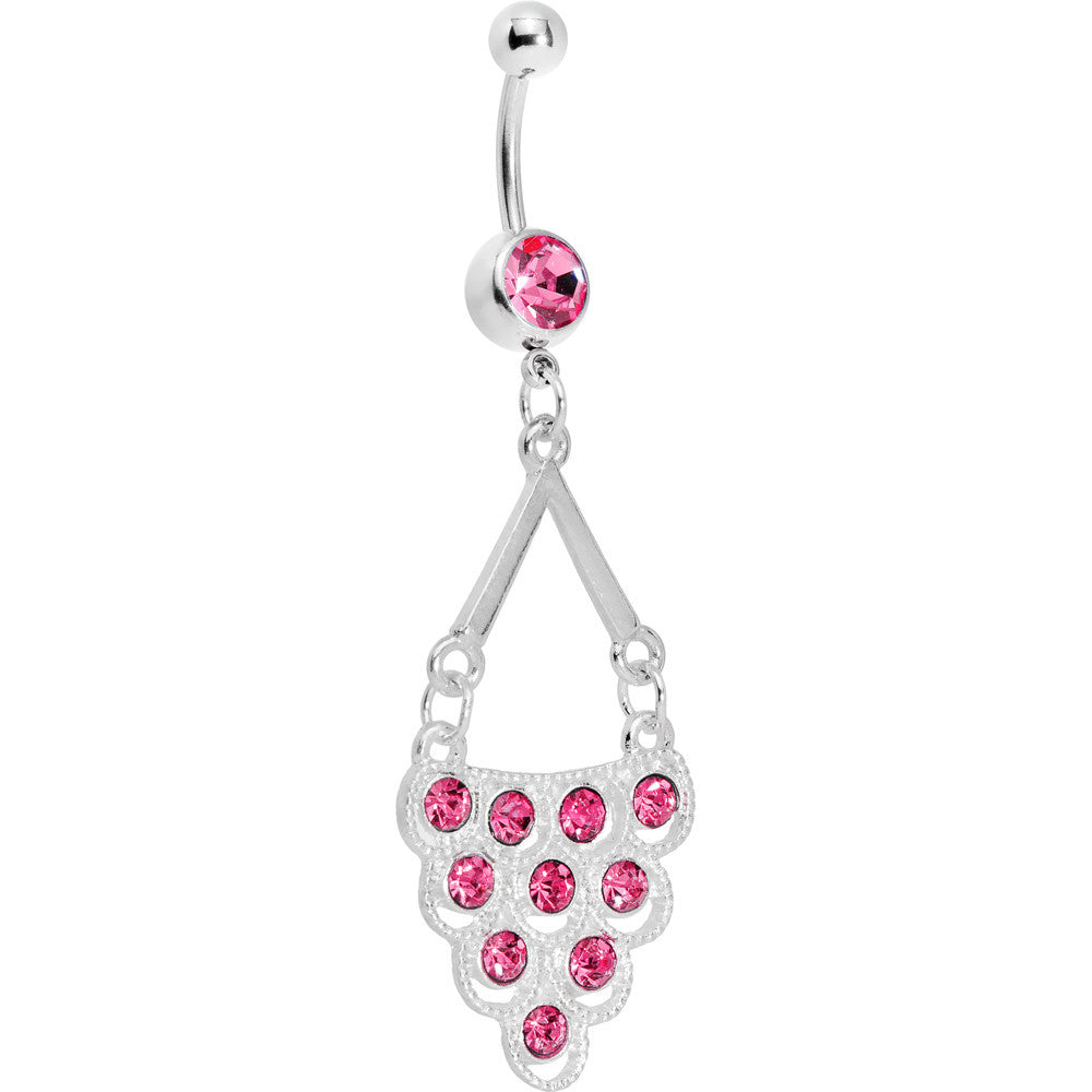 Pink Gem Lavish Lace Cascade Dangle Belly Ring