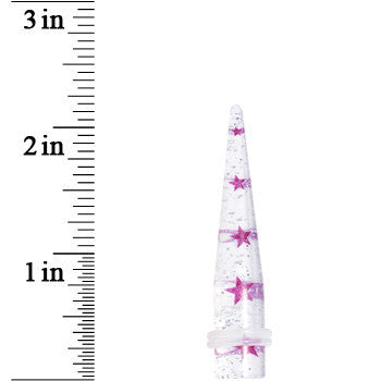 00 Gauge Clear Acrylic Glitter Purple Star Confetti Taper