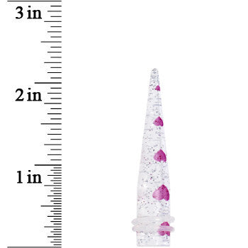 00 Gauge Clear Acrylic Glitter Purple Heart Confetti Taper