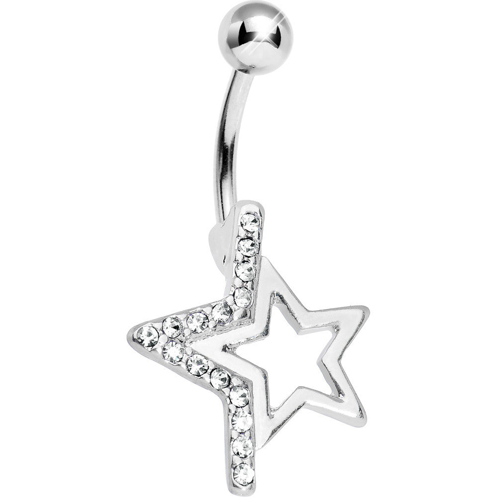 Clear Gem Super Star Punch Out Belly Ring