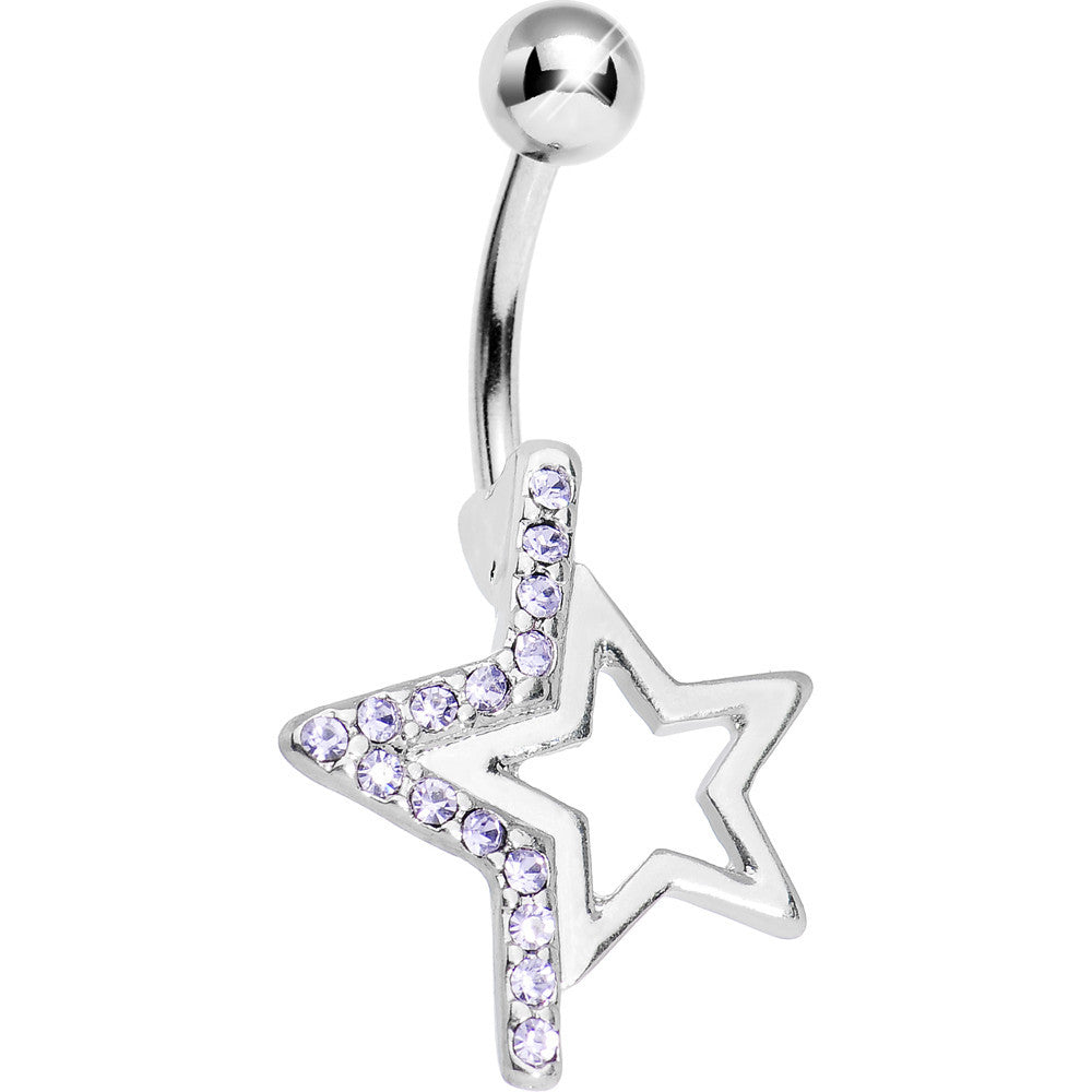 Lavender Gem Super Star Punch Out Belly Ring