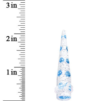 00 Gauge Clear Acrylic Glitter Blue Skull Confetti Taper