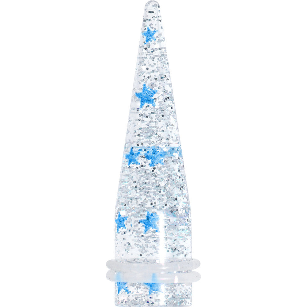 9/16 Clear Acrylic Glitter Blue Star Confetti Taper