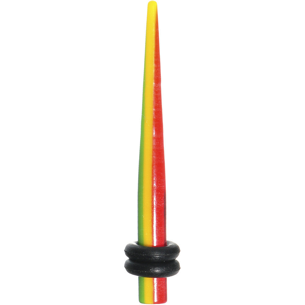 8 Gauge Acrylic Rasta Stripes Straight Taper