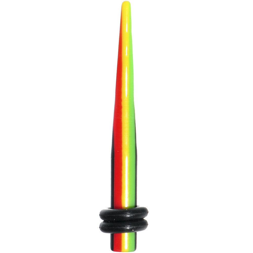 6 Gauge Acrylic Rasta Stripes Straight Taper