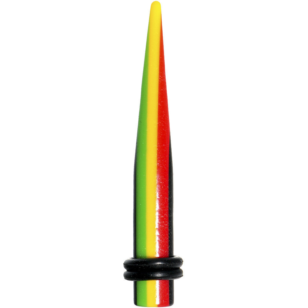 2 Gauge Acrylic Rasta Stripes Straight Taper