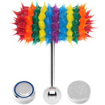 Rainbow Stripe Siicone Spike Thrasher LIX Vibrating Tongue Ring