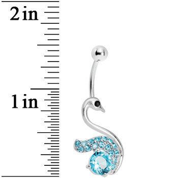 Aqua Gem Graceful Paved Swan Belly Ring