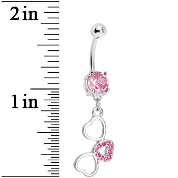 Pale Pink Gem Flowing Hearts Belly Ring