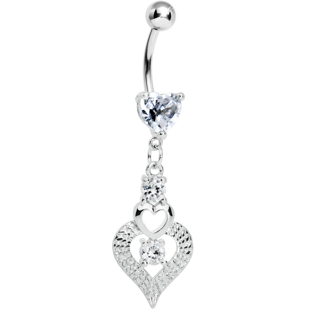 Crystalline Gem Lavish Heart Drops Belly Ring