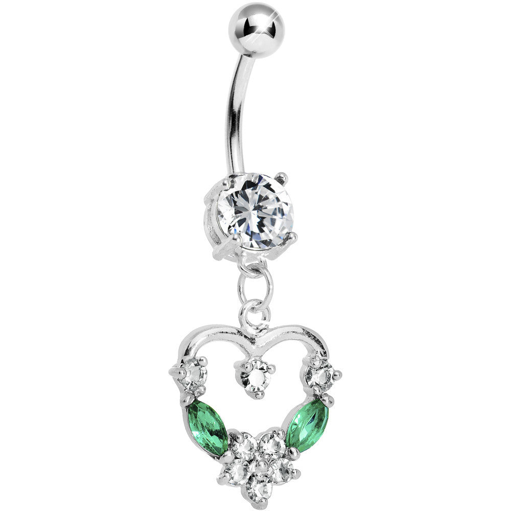 Crystalline Gem Heart Wreath Belly Ring