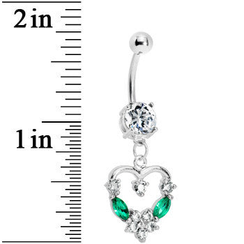 Crystalline Gem Heart Wreath Belly Ring