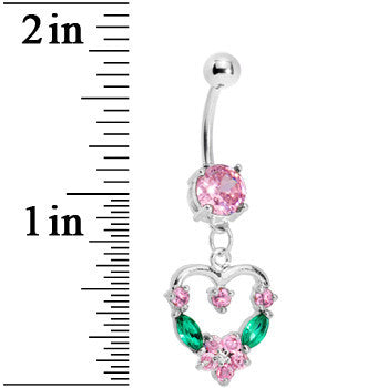 Pale Pink Gem Heart Wreath Belly Ring