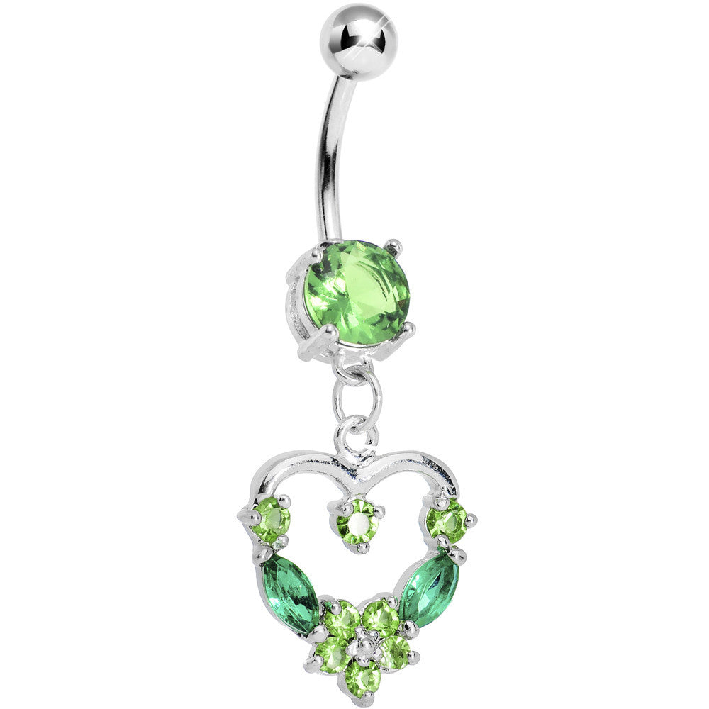 Peridot Gem Heart Wreath Belly Ring