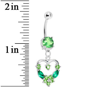 Peridot Gem Heart Wreath Belly Ring