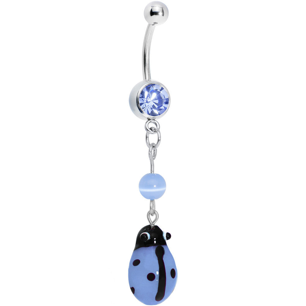 Blue Gem Lovely Ladybug Bead Dangle Belly Ring