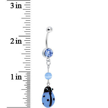 Blue Gem Lovely Ladybug Bead Dangle Belly Ring