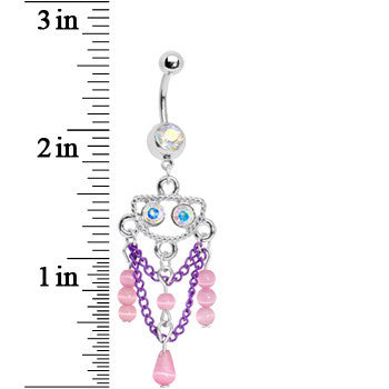 Aurora Gem Purple Chain Dangle Chandelier Belly Ring